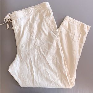 NWT Lou & Grey Linen Drawstring Crop Pant Cream XL
